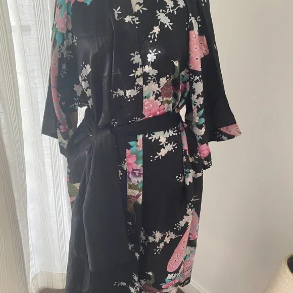 AS NEW SAM WELL SILK LONG ROBE/KIMINO JACKET - ONE SIZE - Picture 6 of 16